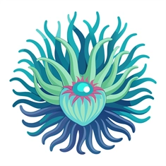 Under the Sea Theme Sea Anemone Transparent Sticker